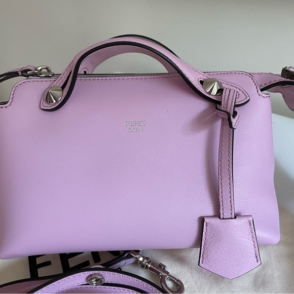 NEW Fendi Vitello Dolce Crystal Croc Tail Mini By The Way Boston Bag Pink - Picture 7 of 17